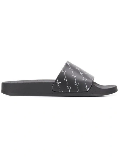 Shop Stella Mccartney Logo-print Slides In Black