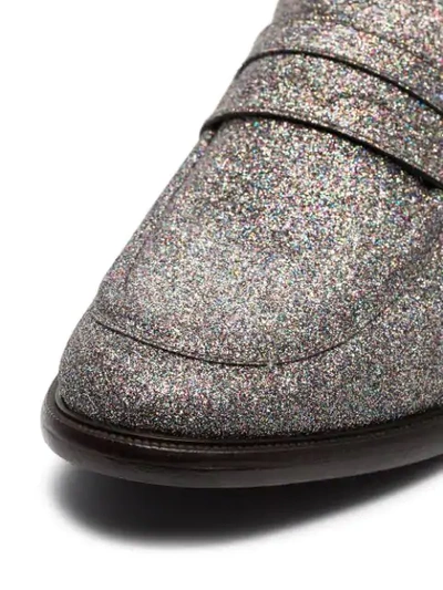 Shop Sies Marjan Metallic Eddie 35 Glitter Leather Loafers In Silver