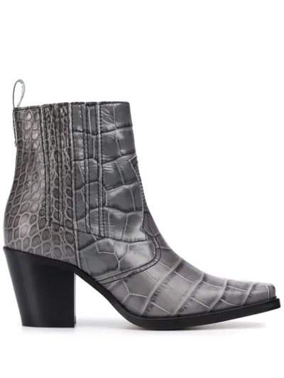 Shop Ganni Phantom Ankle Boots In Grey