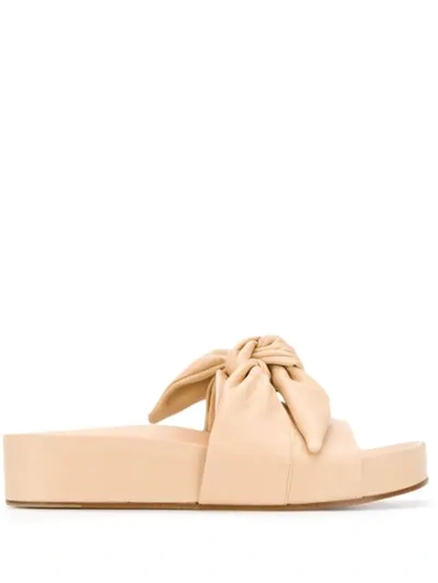 Shop Jil Sander Knot Front Slides In Neutrals