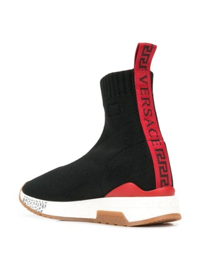 Shop Versace Ankle Sock Sneakers In Black