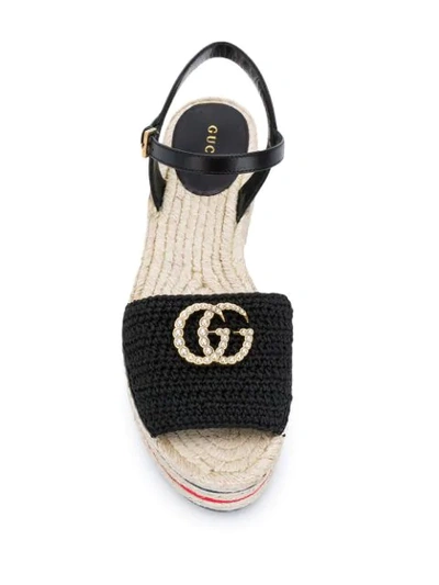 Shop Gucci Platform Crochet Espadrilles In Black