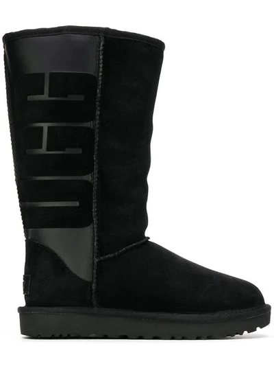 Shop Ugg Australia Logo Slip-on Boots - Black