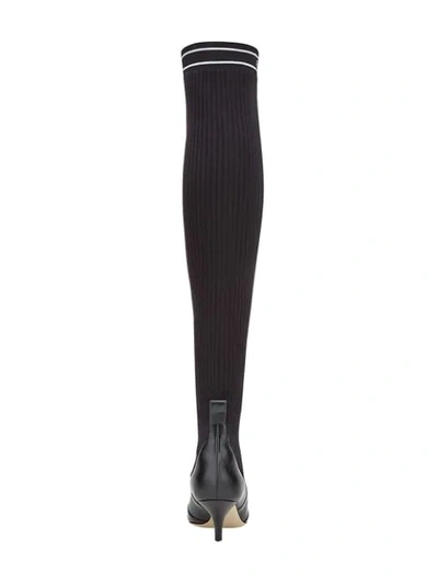 Shop Fendi Rockoko Thigh-high Boots In F07lv-black+black White