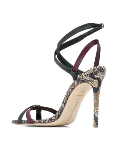 Shop Victoria Beckham Snake Skin Sandals In Green