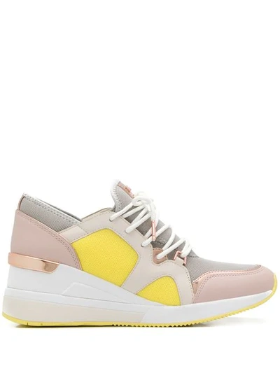 Shop Michael Michael Kors Panelled Lace-up Sneakers In Yellow
