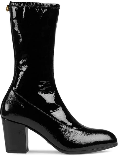 Shop Gucci Patent Leather Boot In Black