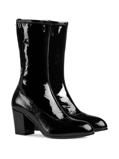 Shop Gucci Patent Leather Boot In Black