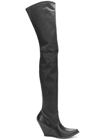 Shop Ben Taverniti Unravel Project Over-the-knee Boots In Black