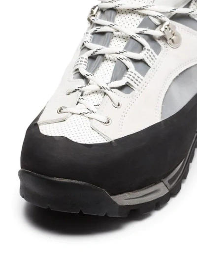 Shop Ganni Sarai Leather Hiking Boots In White