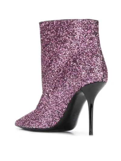 Shop Saint Laurent Sequinned Ankle Boots In Pink