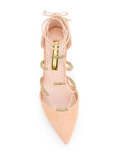 Shop Rupert Sanderson Embroidered Ballerinas In Neutrals