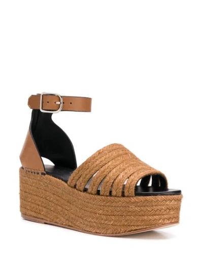 Shop Loewe Platform Wedge Sandals In Brown