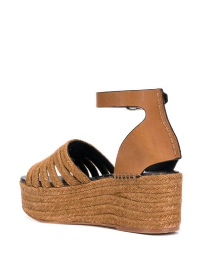 Shop Loewe Platform Wedge Sandals In Brown