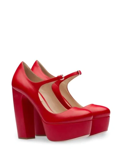 Shop Miu Miu Platform Mary Jane Pumps In Red