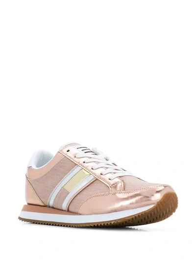 Shop Tommy Hilfiger Metallic Detail Sneakers In Pink