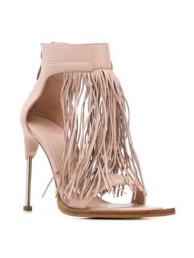 Shop Alexander Mcqueen Fringed Sandals In Pink