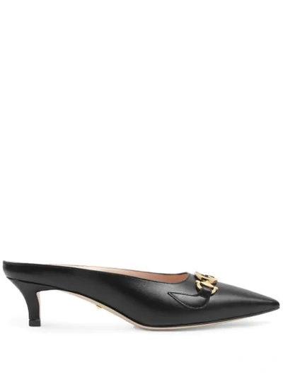 Shop Gucci Sandalo Slider Pumps In Black