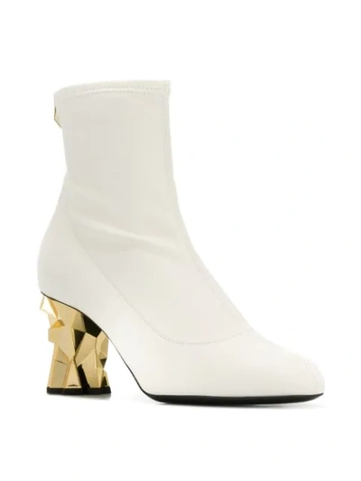 Shop Giuseppe Zanotti Gold Heel Ankle Boots In White