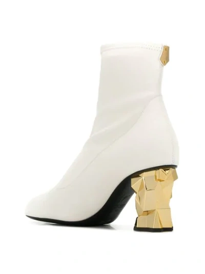 Shop Giuseppe Zanotti Gold Heel Ankle Boots In White