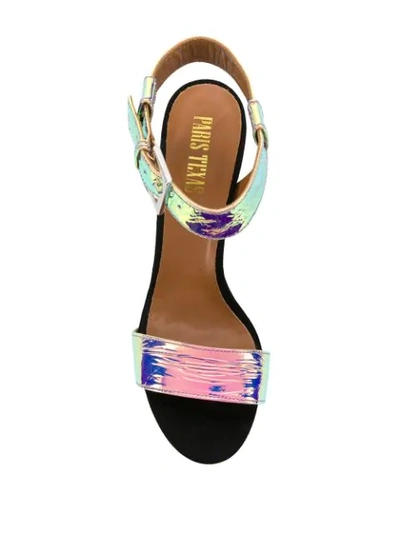 PARIS TEXAS HOLOGRAPHIC BLOCK-HEEL SANDALS - 金属色