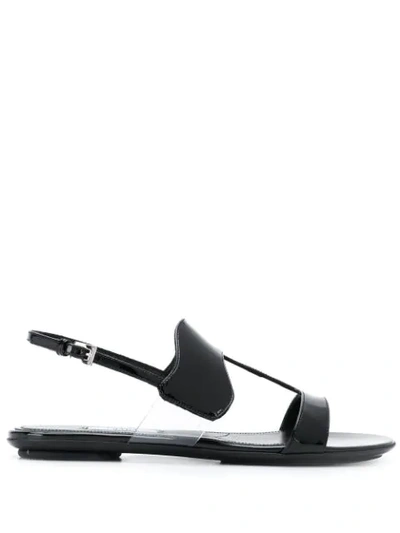 Shop Prada Patent Leather Sandals In Black