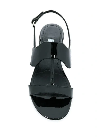 Shop Prada Patent Leather Sandals In Black