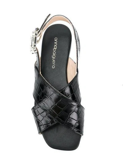 Shop Anna Baiguera Embellished Buckle Sandals In Black