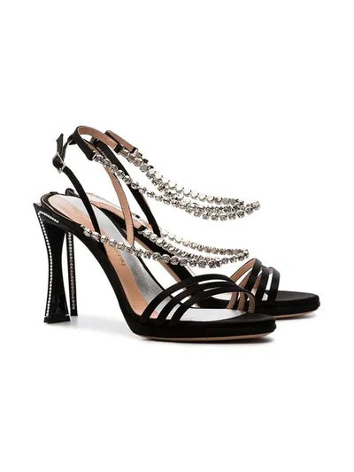 Shop Alchimia Di Ballin Black Mya 100 Crystal Embellished Silk Satin Sandals