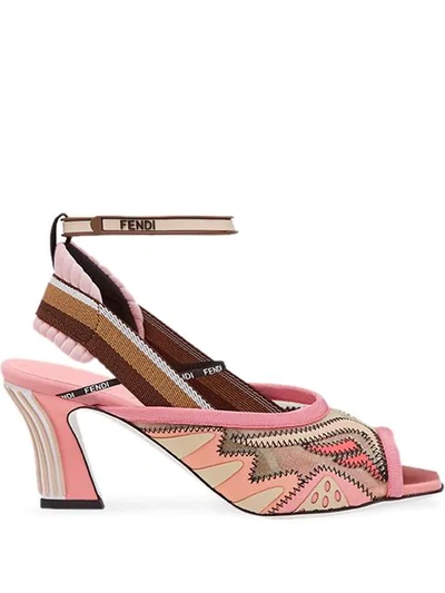 Shop Fendi 105 Mesh Slingback Sandals In Pink