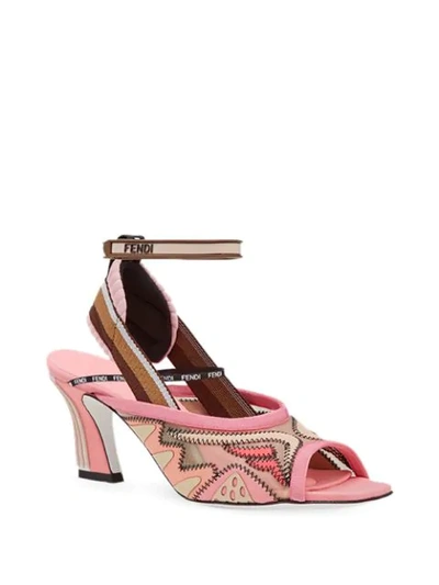 Shop Fendi 105 Mesh Slingback Sandals In Pink