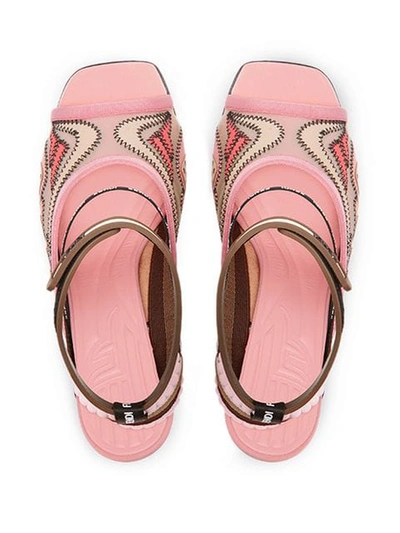 Shop Fendi 105 Mesh Slingback Sandals In Pink