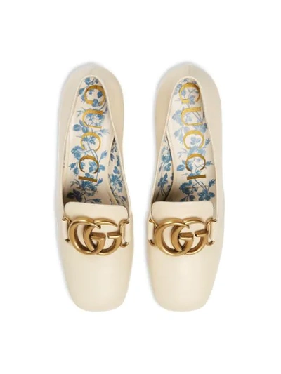 Shop Gucci Leather Mid-heel Pump With Double G In White