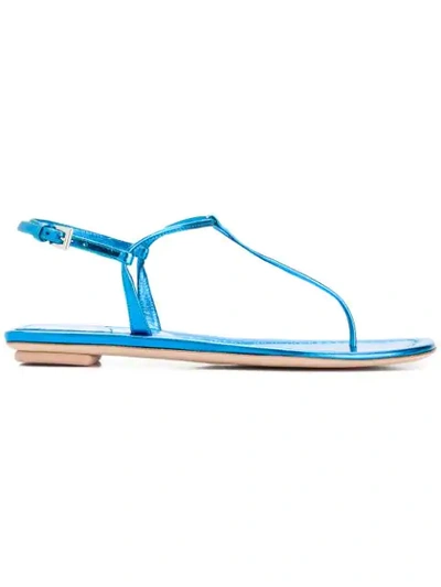 Shop Prada T-bar Sandals In Blue