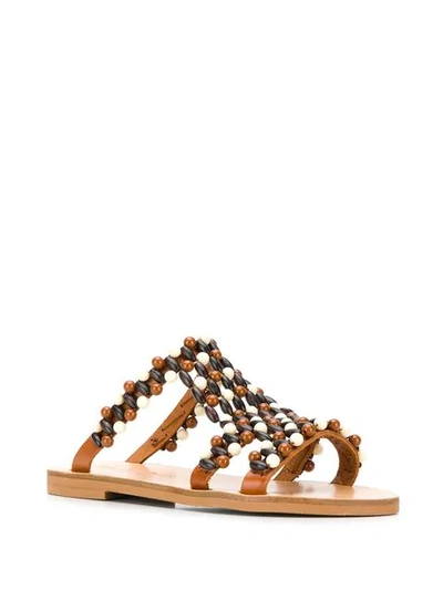 Shop Elina Linardaki Sandalen Mit Perlen - Braun In Brown