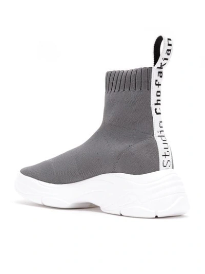 Shop Studio Chofakian Knit Sneakers In Grey