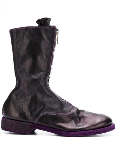 Shop Guidi Front Zip Boots In Purple