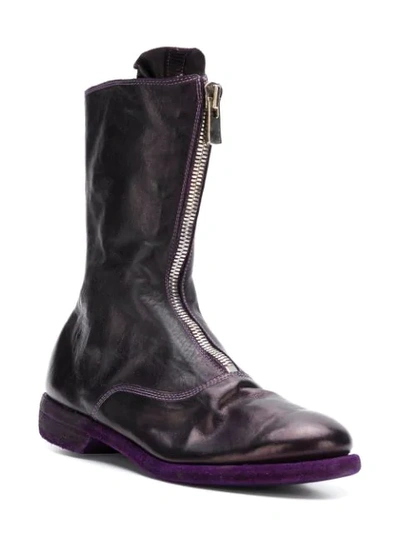 Shop Guidi Front Zip Boots In Purple