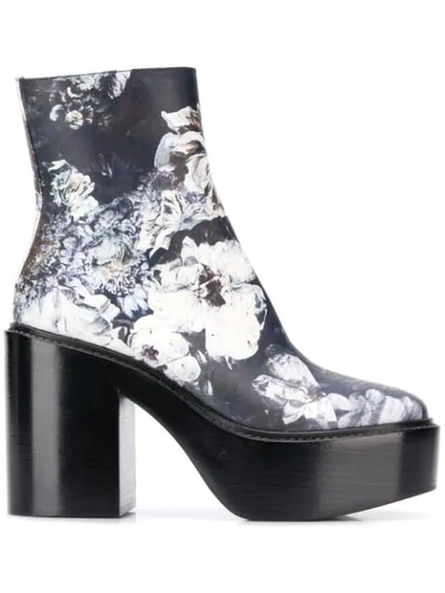 Shop A.f.vandevorst Floral Print Platform Boots - Blue