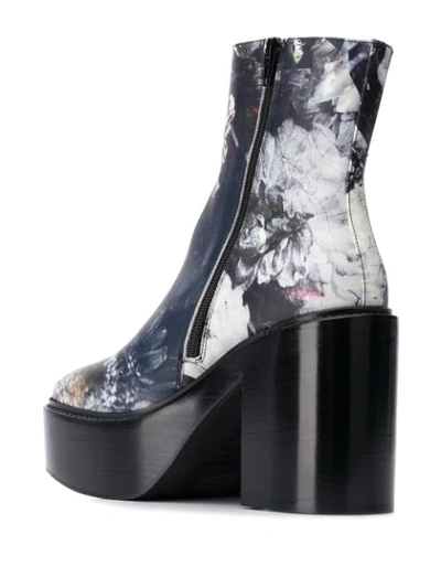 Shop A.f.vandevorst Floral Print Platform Boots - Blue