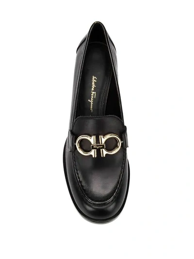 Ferragamo Rolo Loafer Pumps With Reversible Gancini Bit In Black
