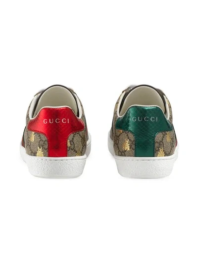 Gucci Ace Gg Supreme Bee-print Monogrammed Sneakers In Beige