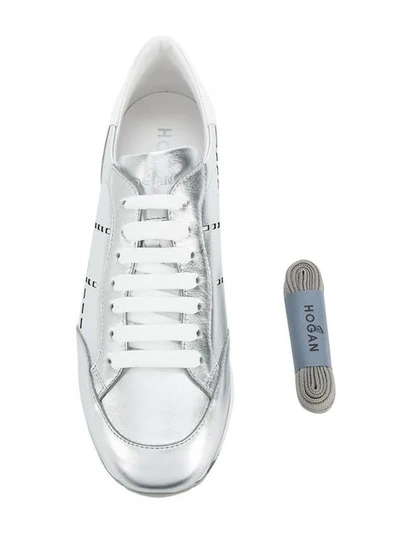 Shop Hogan Lace-up Sneakers In Metallic