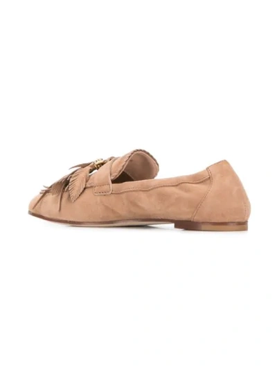 Shop Tod's Leather Loafers In Neutrals