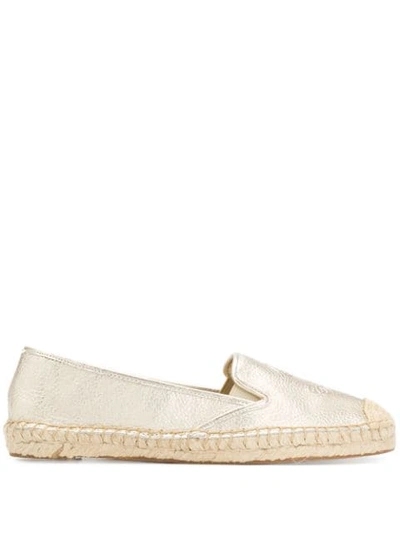 Shop Lauren Ralph Lauren Embossed Logo Espadrilles In Gold