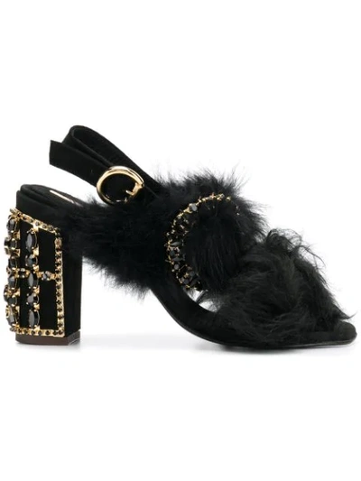 Shop Emanuela Caruso Embellished Sandals In Black