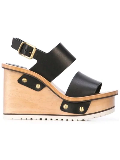 Shop Chloé High Wedge Heel Sandals In Black