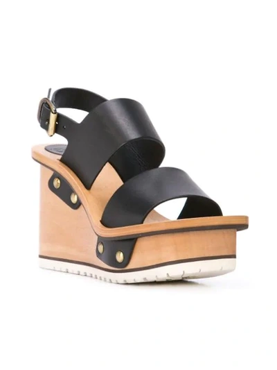 Shop Chloé High Wedge Heel Sandals In Black