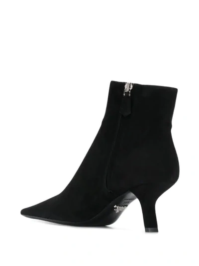 Shop Prada Slanted Heel Ankle Boots In Black