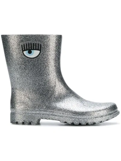 Shop Chiara Ferragni Logo Low Rain Boots - Grey
